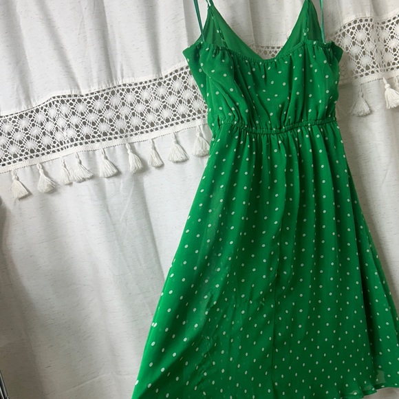 Ya Los Angeles Green Polka Dot Ruffle Mini Dress - Picture 3 of 5